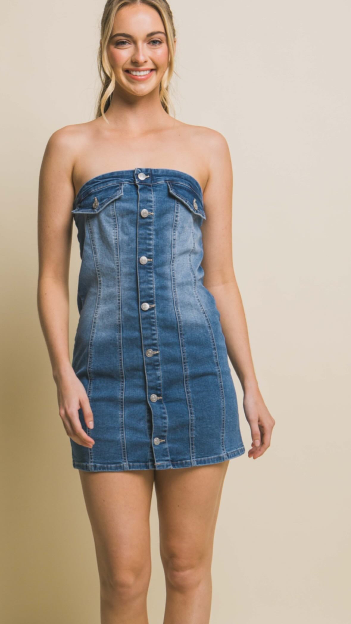 Vestido Denim Strapless