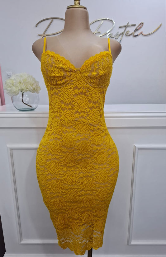Vestido Yellow Encaje